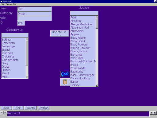Grocery List 2.2 Add Items screen