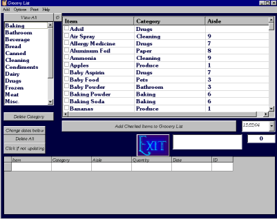 Grocery List 2.2 Main Screen